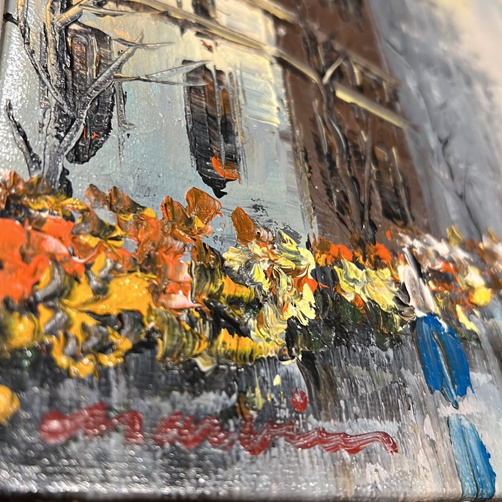 Impressionist Cityscape Vintage Oil Painting on Canvas. - Picture 2 of 6